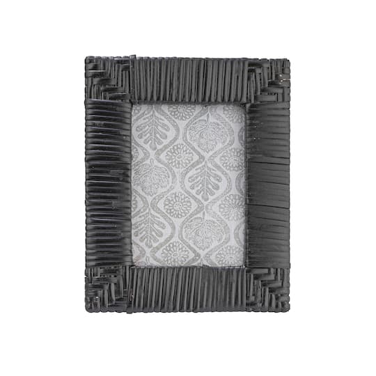 Hello Honey® Black Handwoven Rattan Photo Frame